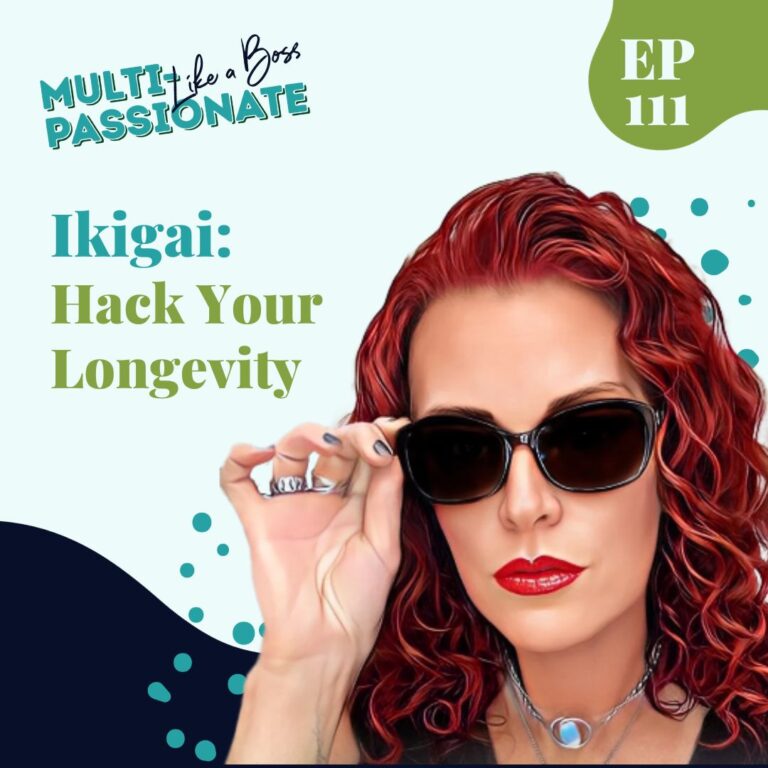 A title card reading Ikigai: Hack Your Longevity alongside an image of a redhead wearing sunglasses